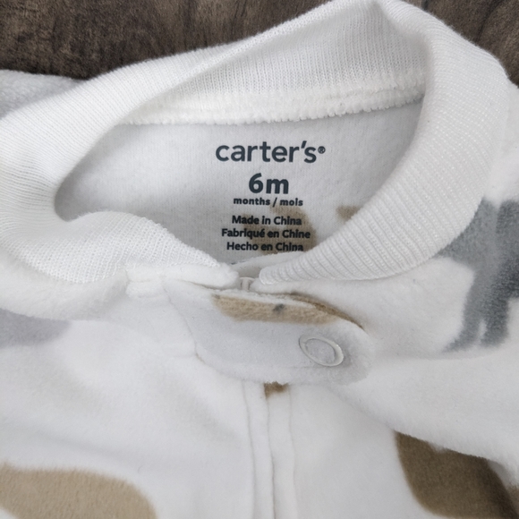 Carter's Fleece Onesie Sleeper 6 month Bear Print - Picture 6 of 8